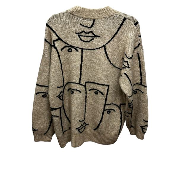 Monki knit jacquard face sweater in beige - Picture 5 of 8